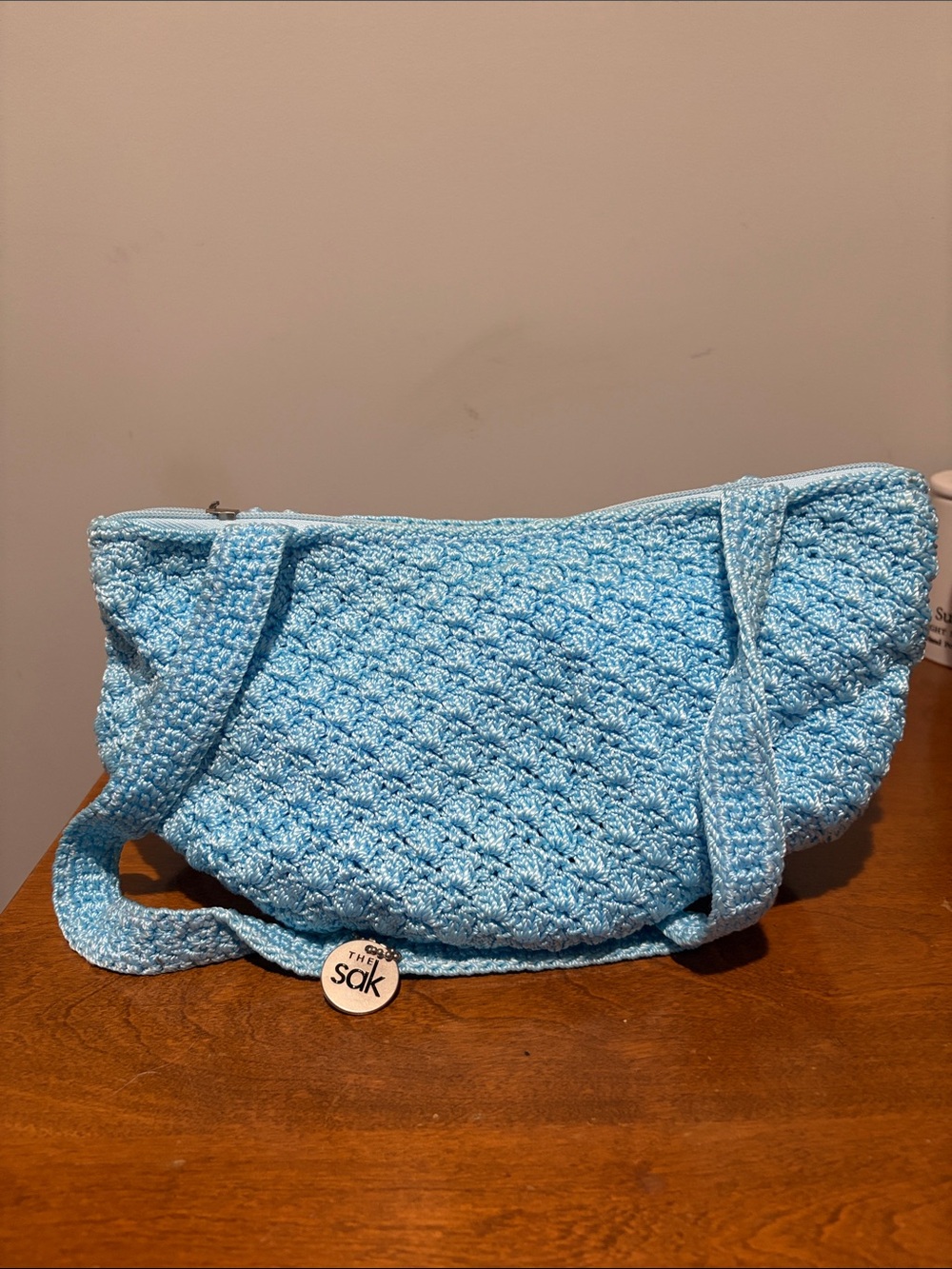 The Sak Light Blue Crochet Shoulder Bag